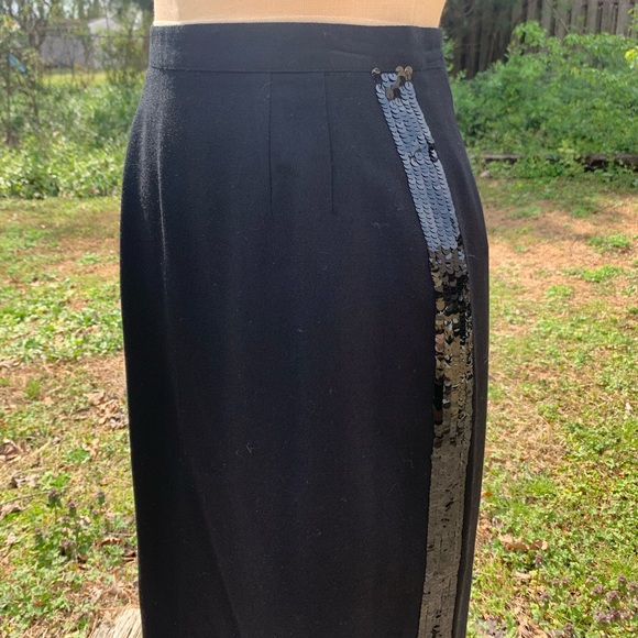 Vintage Wool Sequin Pencil Skirt - Picture 5 of 12